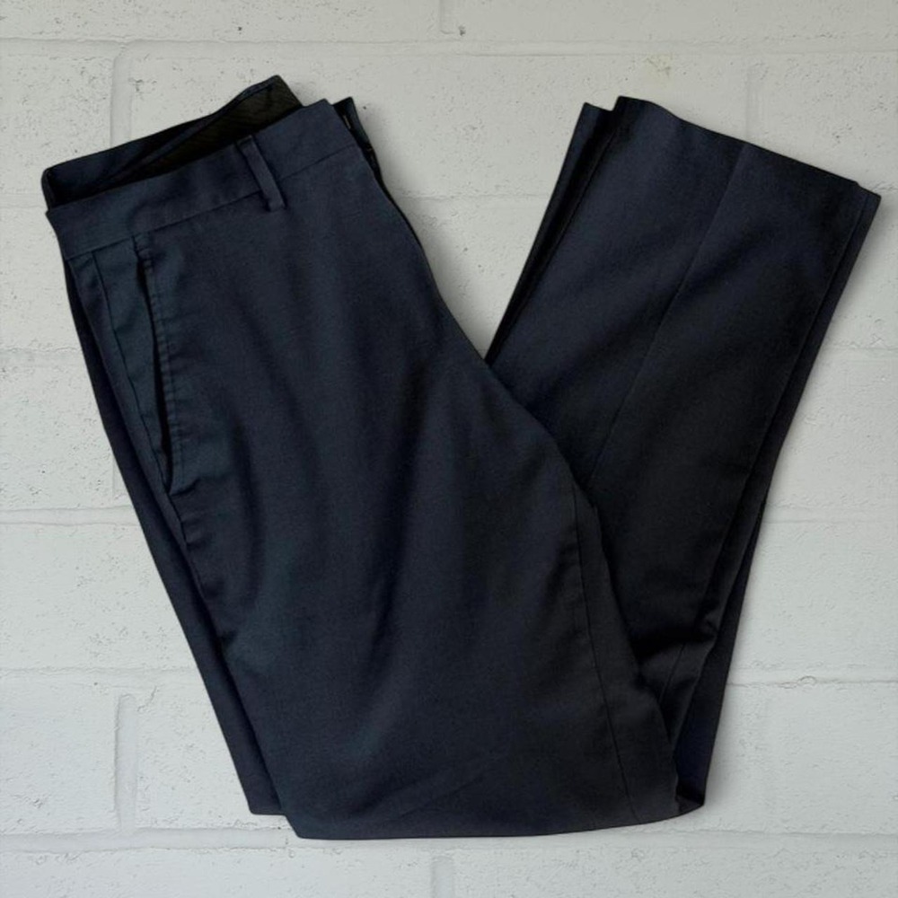 Kenneth Cole Reaction Mens Navy Herringbone Dress Pants 32x32